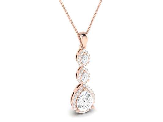 Three Tire Rose Gold Pendent - 1.64 Ct Sparking Diamonds