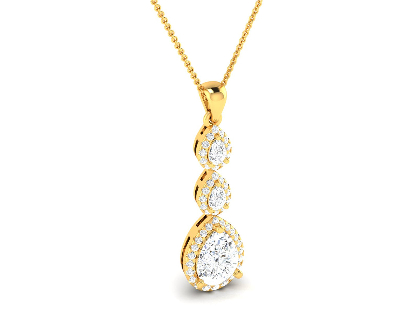 Three Tire Rose Gold Pendent - 1.64 Ct Sparking Diamonds