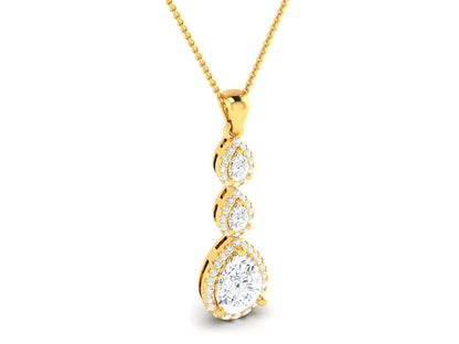 Three Tire Rose Gold Pendent - 1.64 Ct Sparking Diamonds