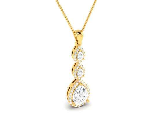Three Tire Rose Gold Pendent - 1.64 Ct Sparking Diamonds