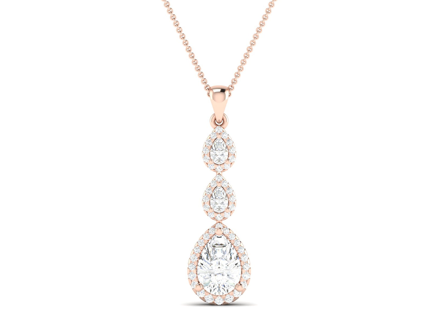 Three Tire Rose Gold Pendent - 1.64 Ct Sparking Diamonds