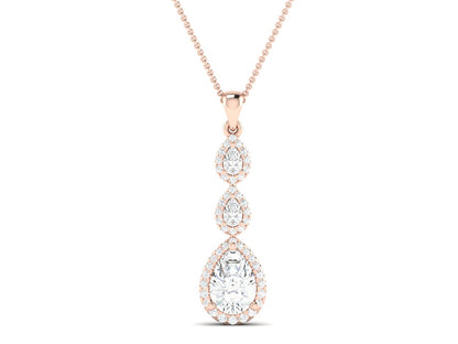 Three Tire Rose Gold Pendent - 1.64 Ct Sparking Diamonds