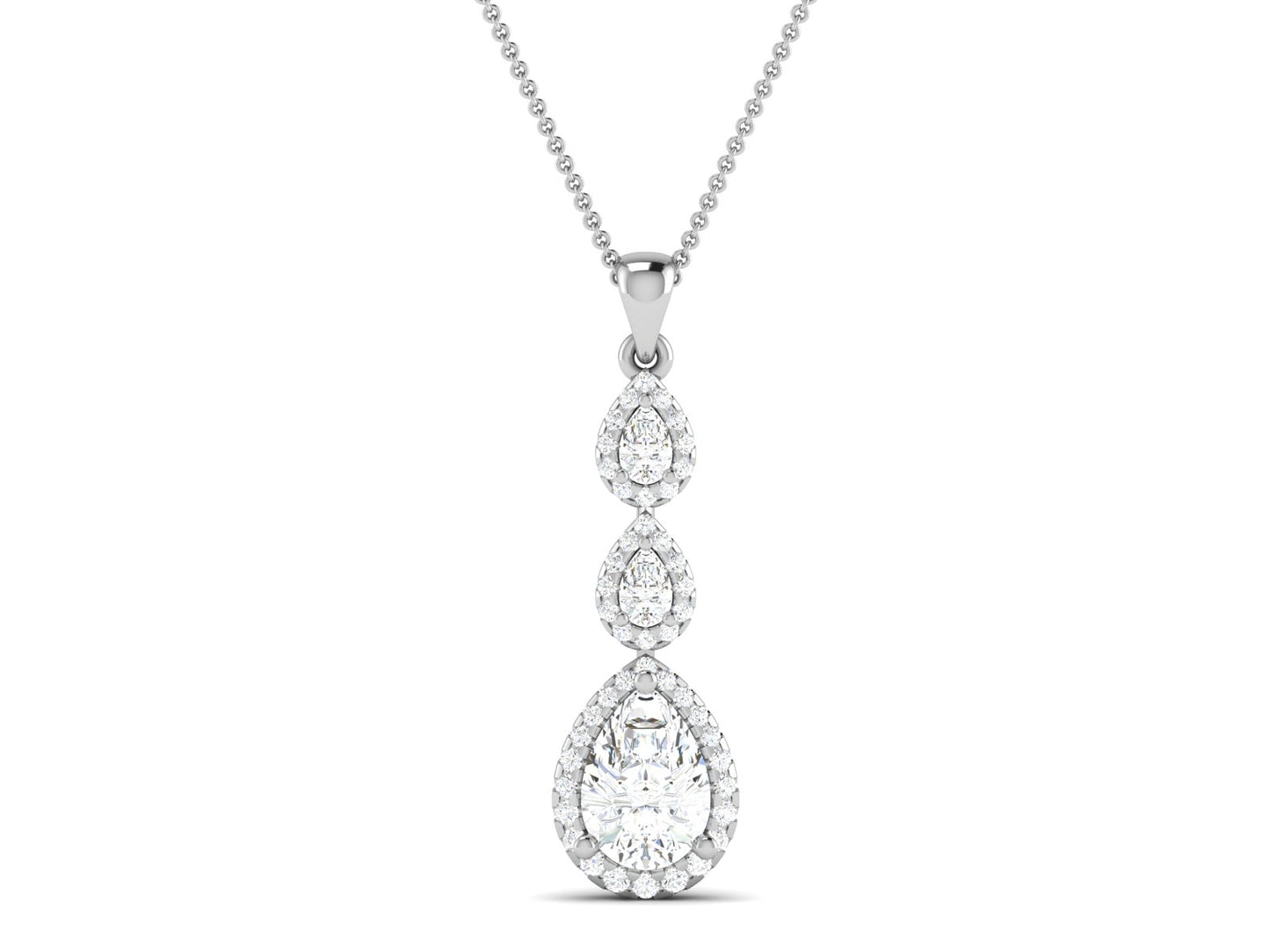 Three Tire Rose Gold Pendent - 1.64 Ct Sparking Diamonds