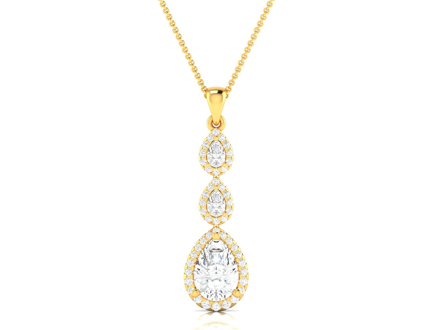 Three Tire Rose Gold Pendent - 1.64 Ct Sparking Diamonds