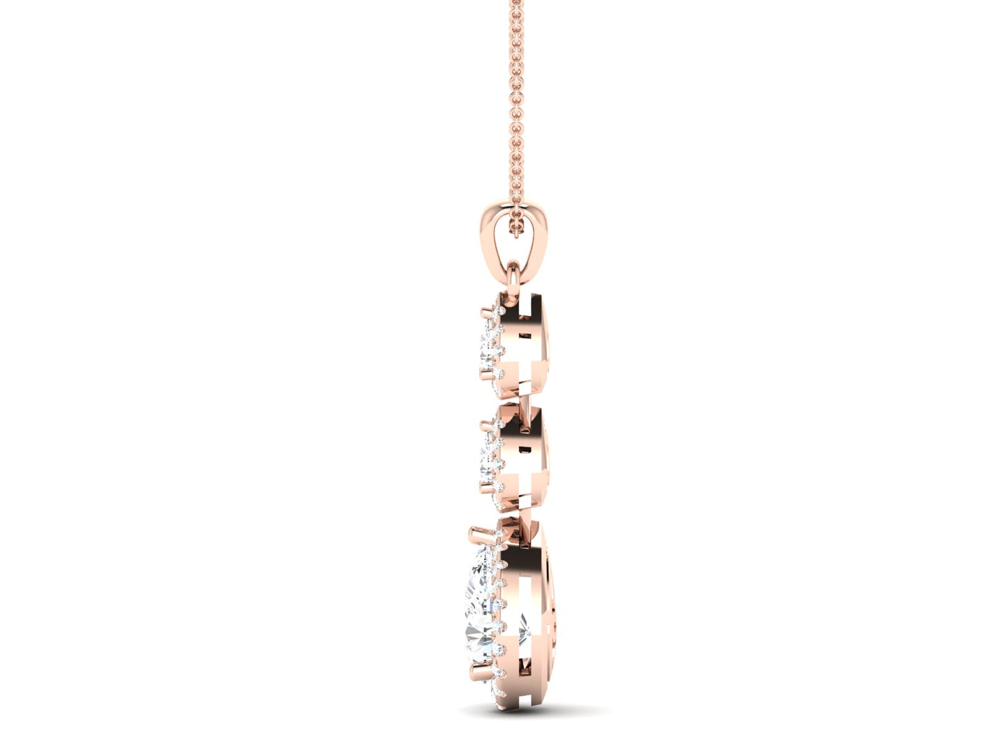 Three Tire Rose Gold Pendent - 1.64 Ct Sparking Diamonds