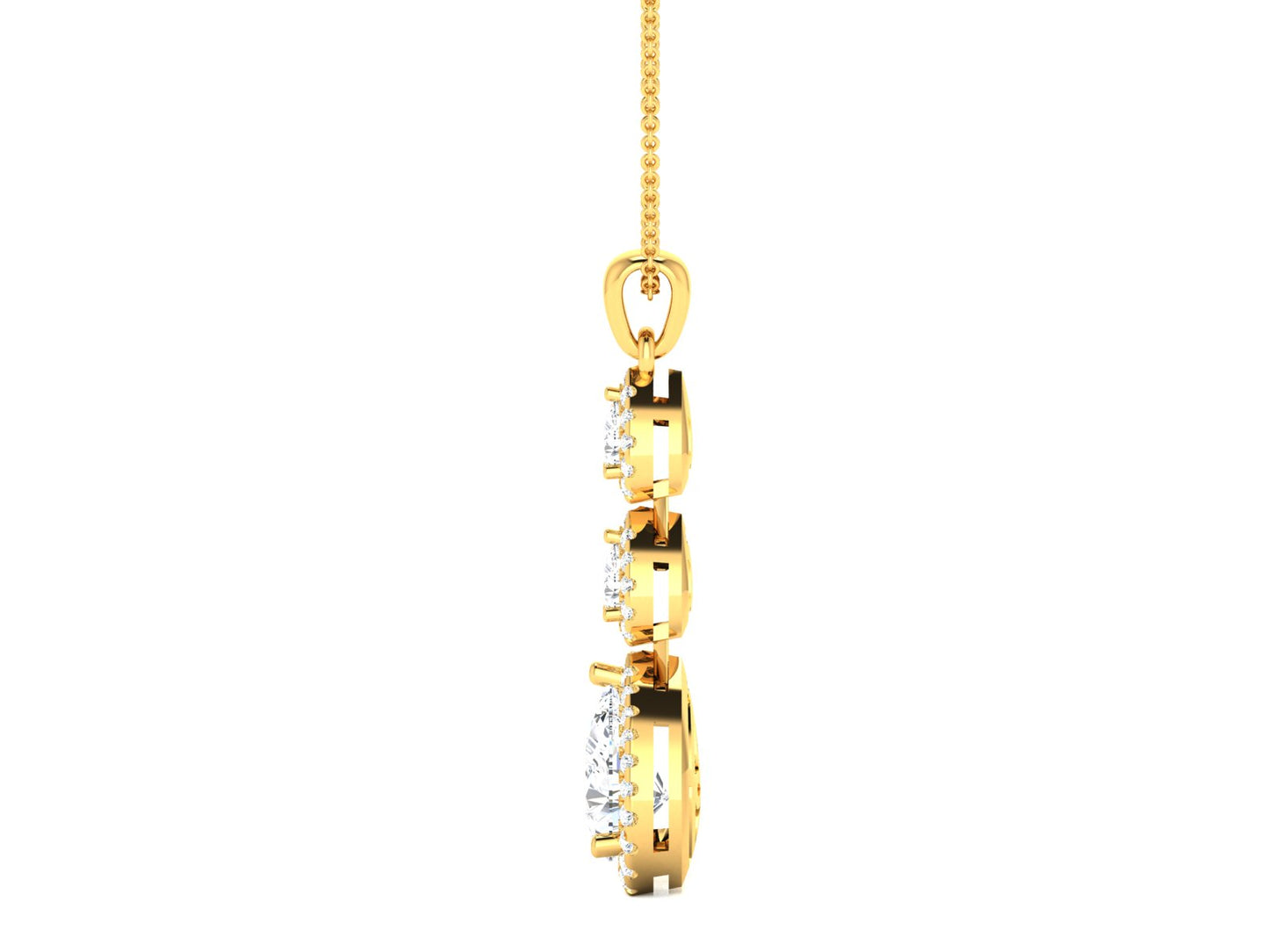 Three Tire Rose Gold Pendent - 1.64 Ct Sparking Diamonds