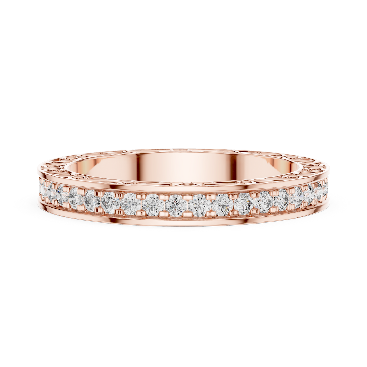 0.50CTW Round Cut Diamond Vintage Filigree Eternity Band in Yellow Gold