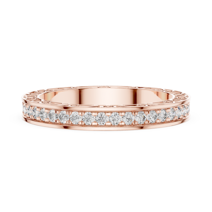 0.50CTW Round Cut Diamond Vintage Filigree Eternity Band in Yellow Gold