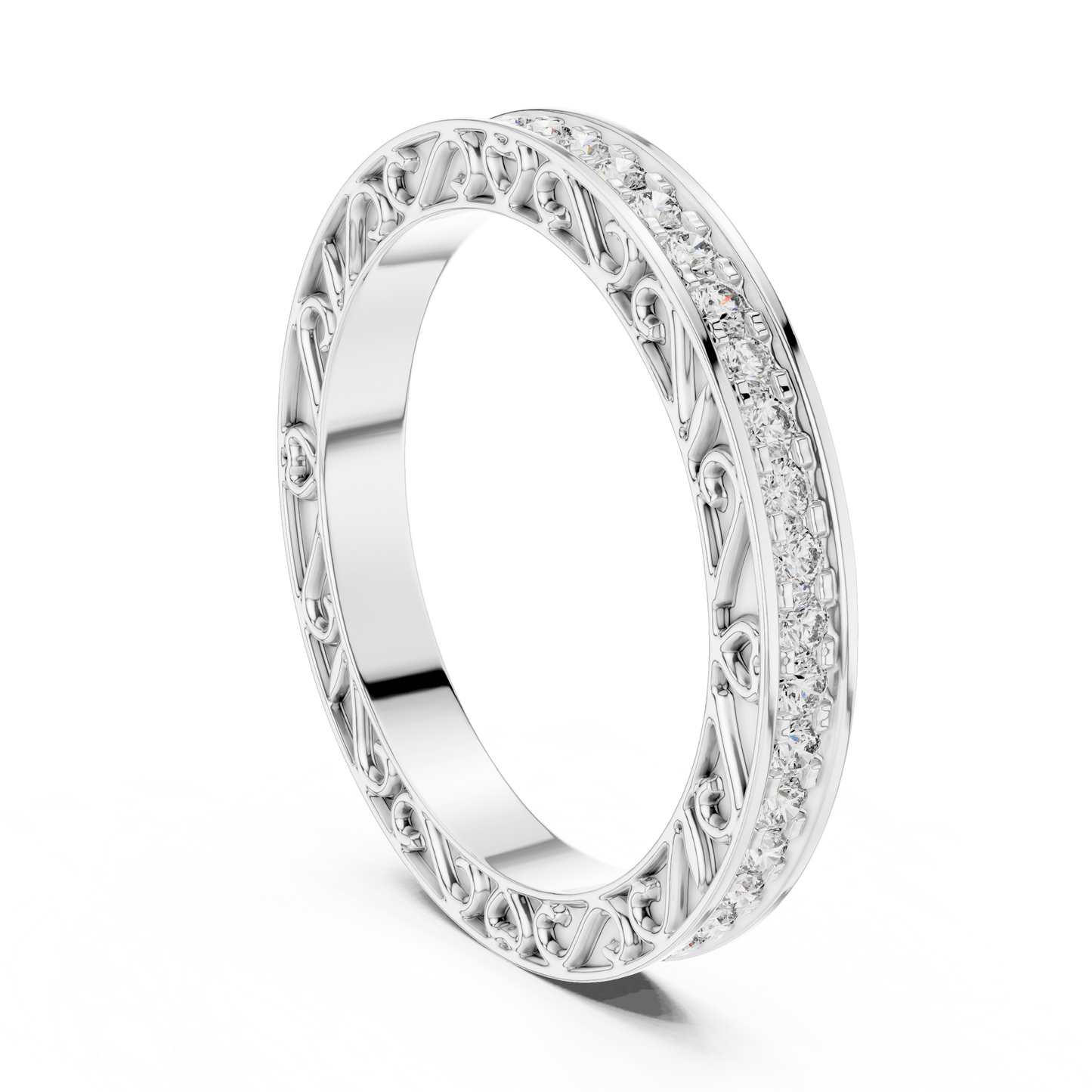 0.50CTW Round Cut Diamond Vintage Filigree Eternity Band in Yellow Gold