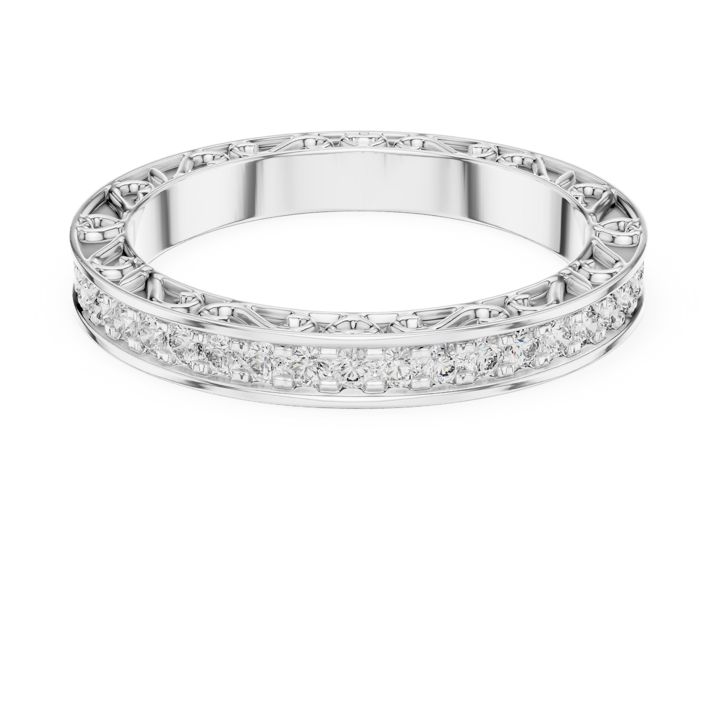 0.50CTW Round Cut Diamond Vintage Filigree Eternity Band in Yellow Gold