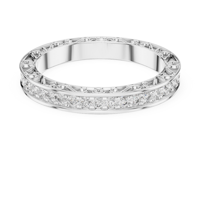 0.50CTW Round Cut Diamond Vintage Filigree Eternity Band in Yellow Gold
