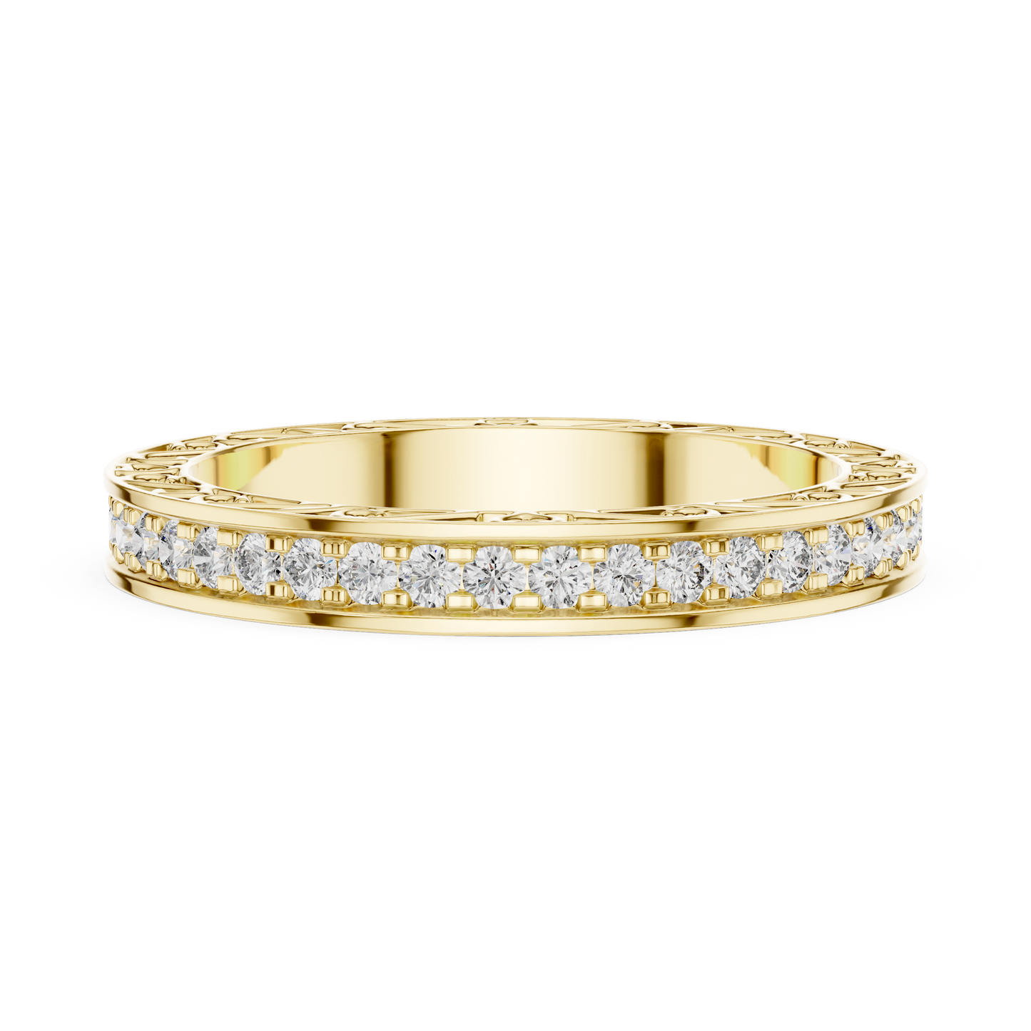 0.50CTW Round Cut Diamond Vintage Filigree Eternity Band in Yellow Gold