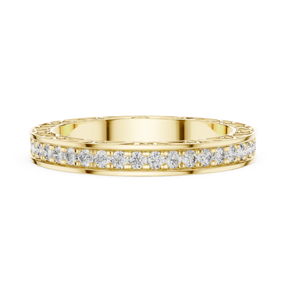 0.50CTW Round Cut Diamond Vintage Filigree Eternity Band in Yellow Gold