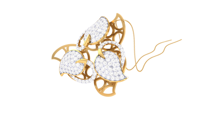 Chic Leaf Pattearn Gold Pendent - 1.14 Ct Brilliant Cut Diamonds