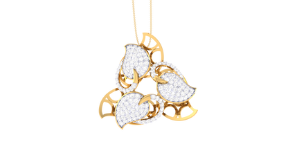 Chic Leaf Pattearn Gold Pendent - 1.14 Ct Brilliant Cut Diamonds