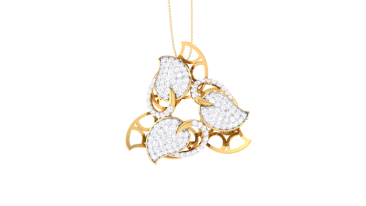 Chic Leaf Pattearn Gold Pendent - 1.14 Ct Brilliant Cut Diamonds