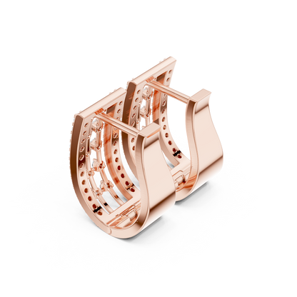 0.54CTW Wide Open-Work Diamond Hoop Earrings in Yellow Gold