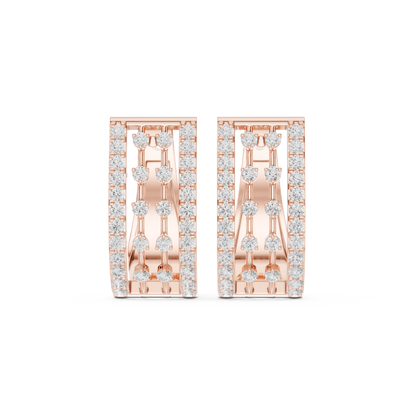 0.54CTW Wide Open-Work Diamond Hoop Earrings in Yellow Gold