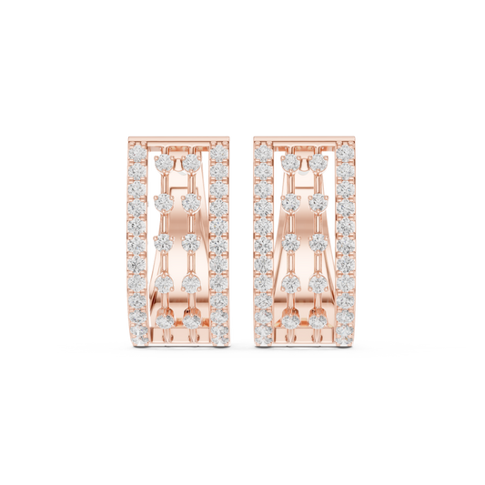 0.54CTW Wide Open-Work Diamond Hoop Earrings in Yellow Gold