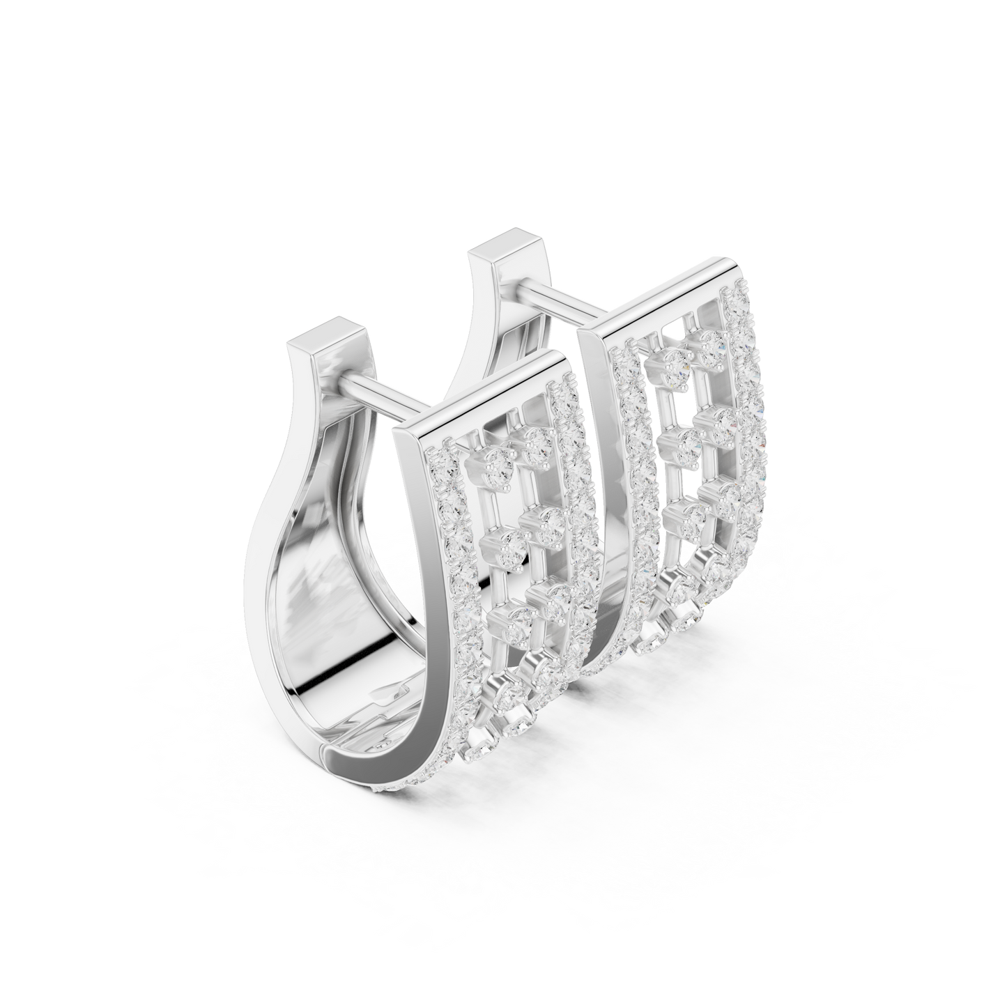 0.54CTW Wide Open-Work Diamond Hoop Earrings in Yellow Gold