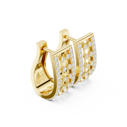 0.54CTW Wide Open-Work Diamond Hoop Earrings in Yellow Gold