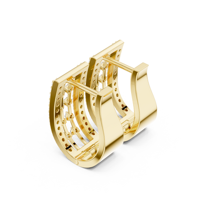 0.54CTW Wide Open-Work Diamond Hoop Earrings in Yellow Gold