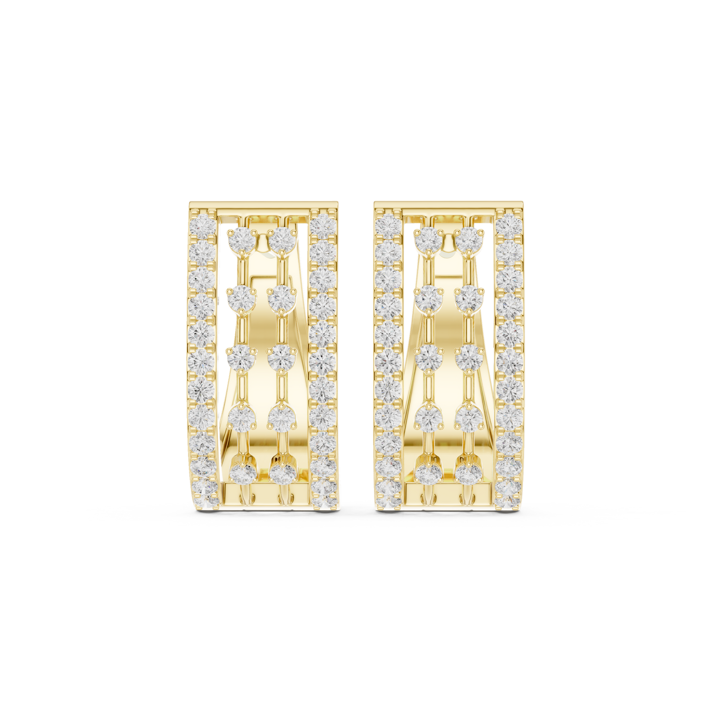 0.54CTW Wide Open-Work Diamond Hoop Earrings in Yellow Gold