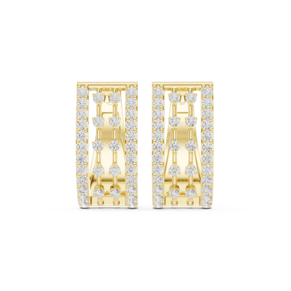 0.54CTW Wide Open-Work Diamond Hoop Earrings in Yellow Gold
