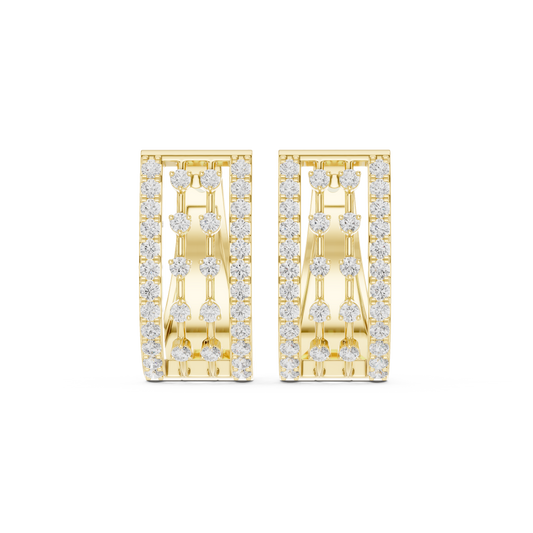 0.54CTW Wide Open-Work Diamond Hoop Earrings in Yellow Gold