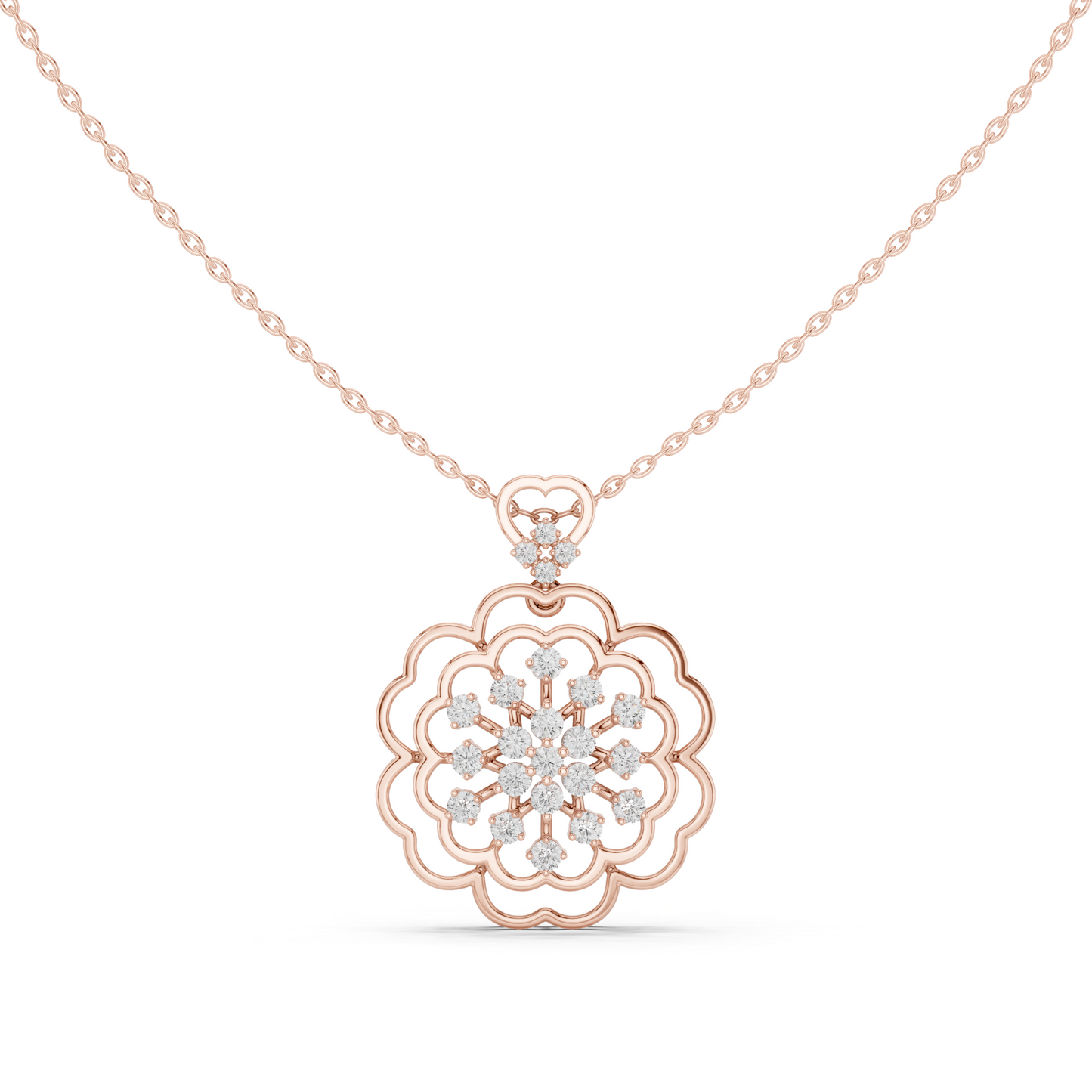 0.71CTW Floral Filigree Diamond Pendant in Yellow Gold
