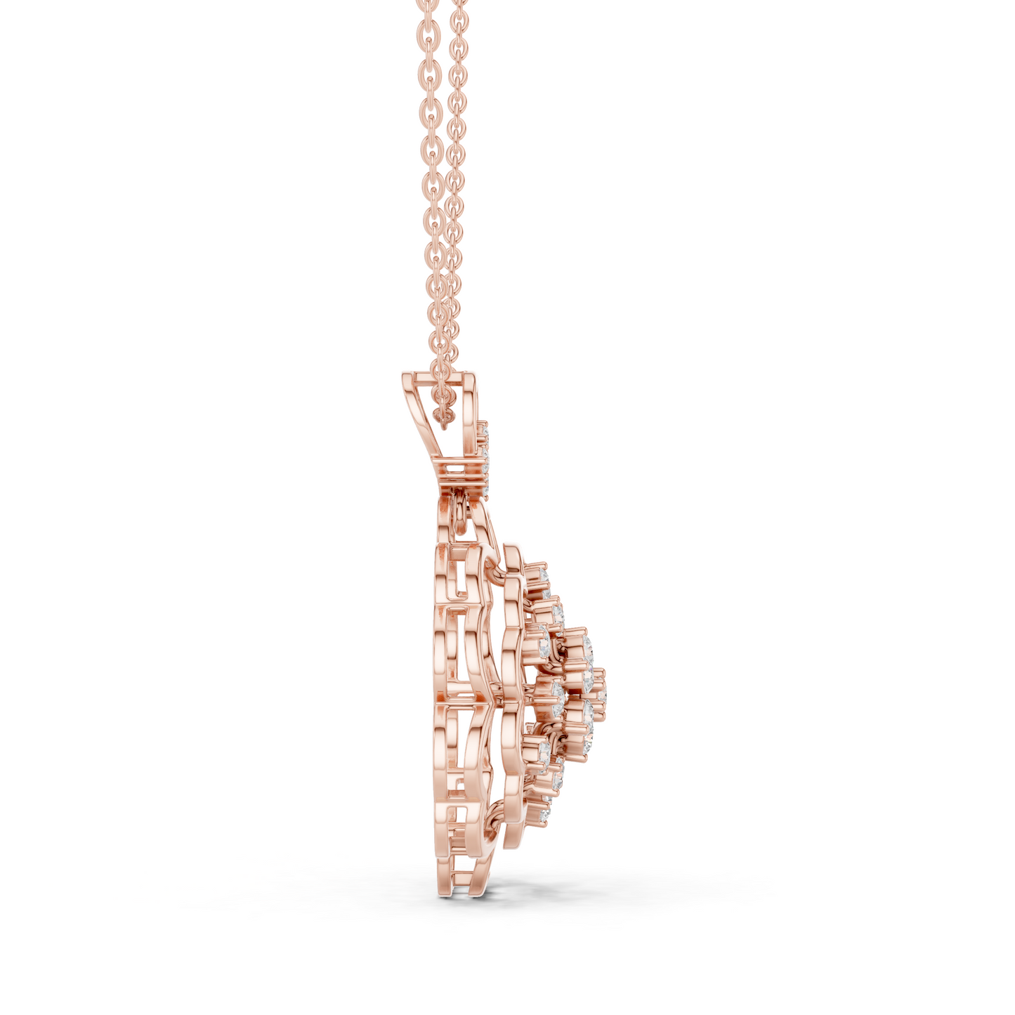 0.71CTW Floral Filigree Diamond Pendant in Yellow Gold