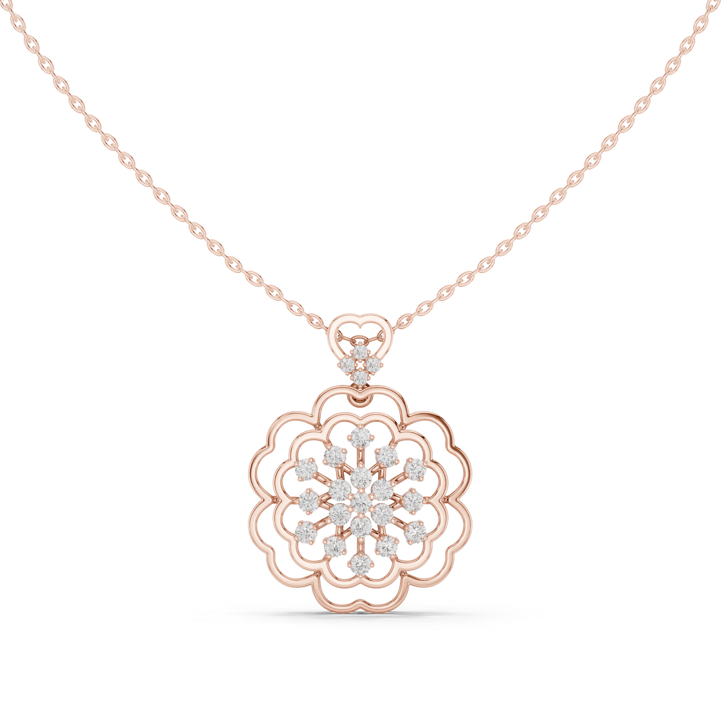 0.71CTW Floral Filigree Diamond Pendant in Yellow Gold