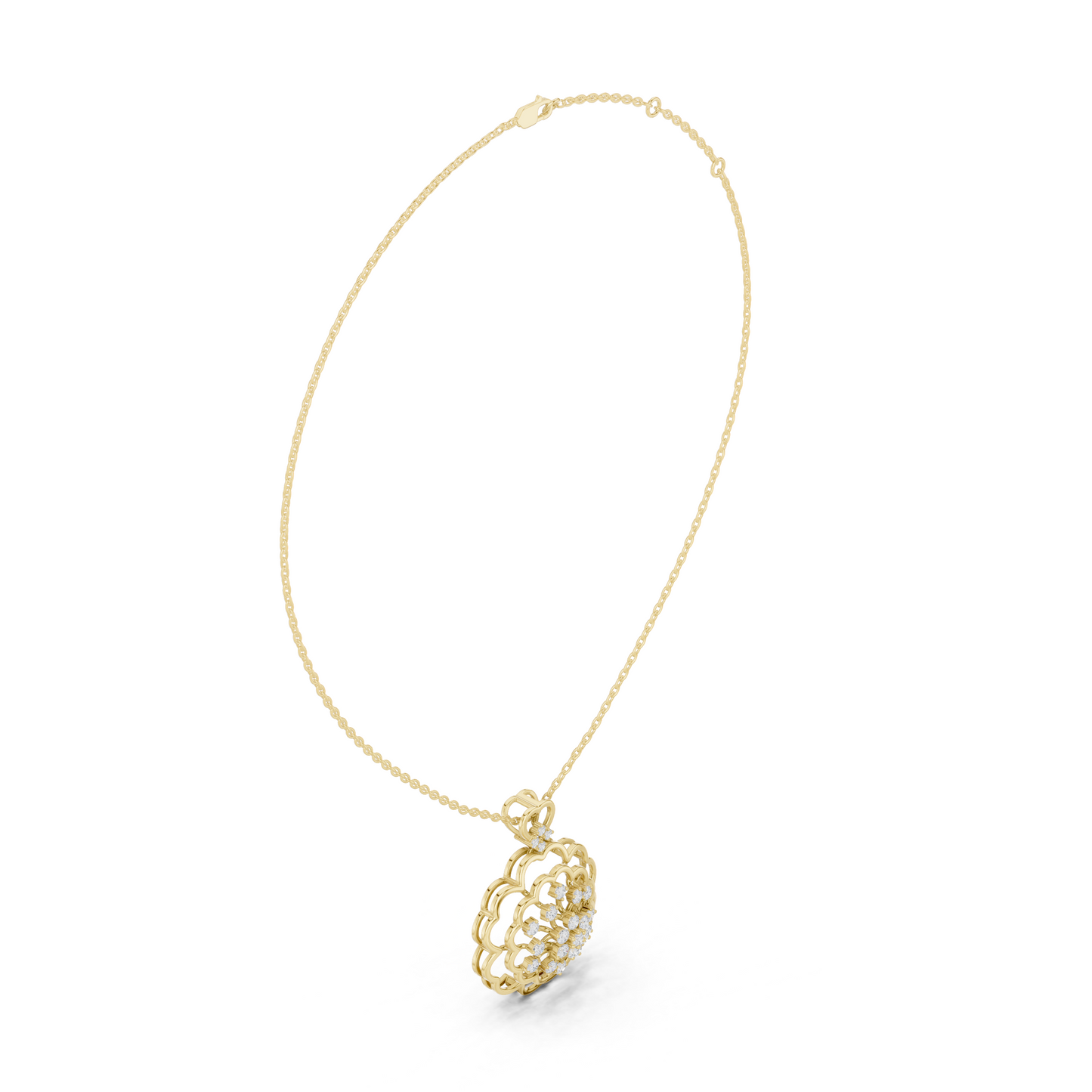 0.71CTW Floral Filigree Diamond Pendant in Yellow Gold
