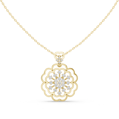 0.71CTW Floral Filigree Diamond Pendant in Yellow Gold