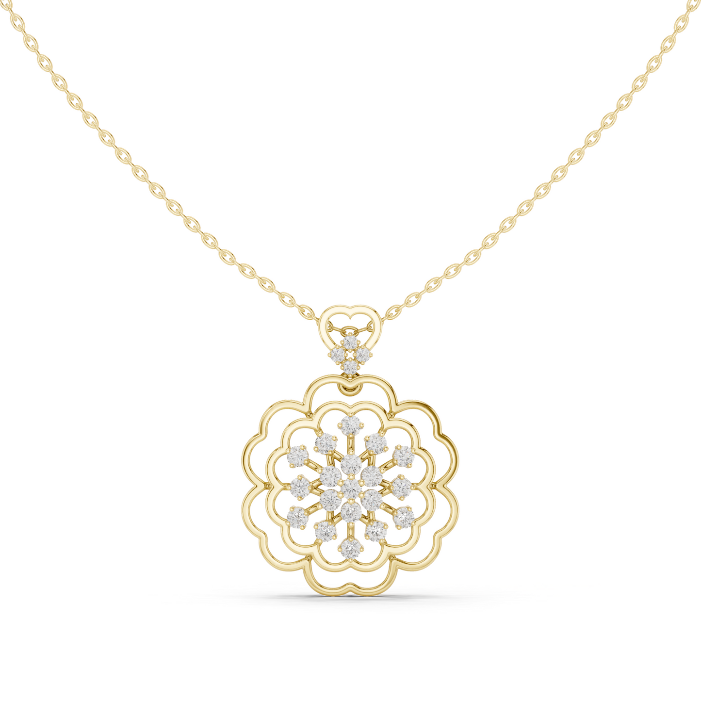 0.71CTW Floral Filigree Diamond Pendant in Yellow Gold