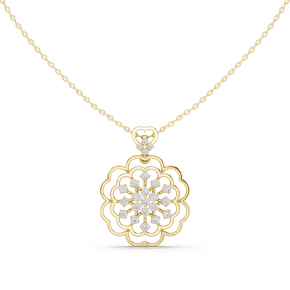 0.71CTW Floral Filigree Diamond Pendant in Yellow Gold