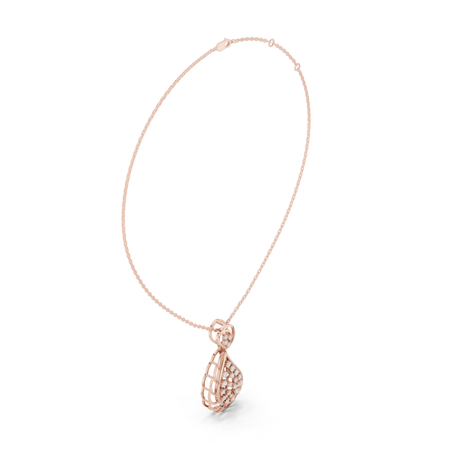 0.64CTW Elegant Diamond Paisley Filigree Pendant in Yellow Gold