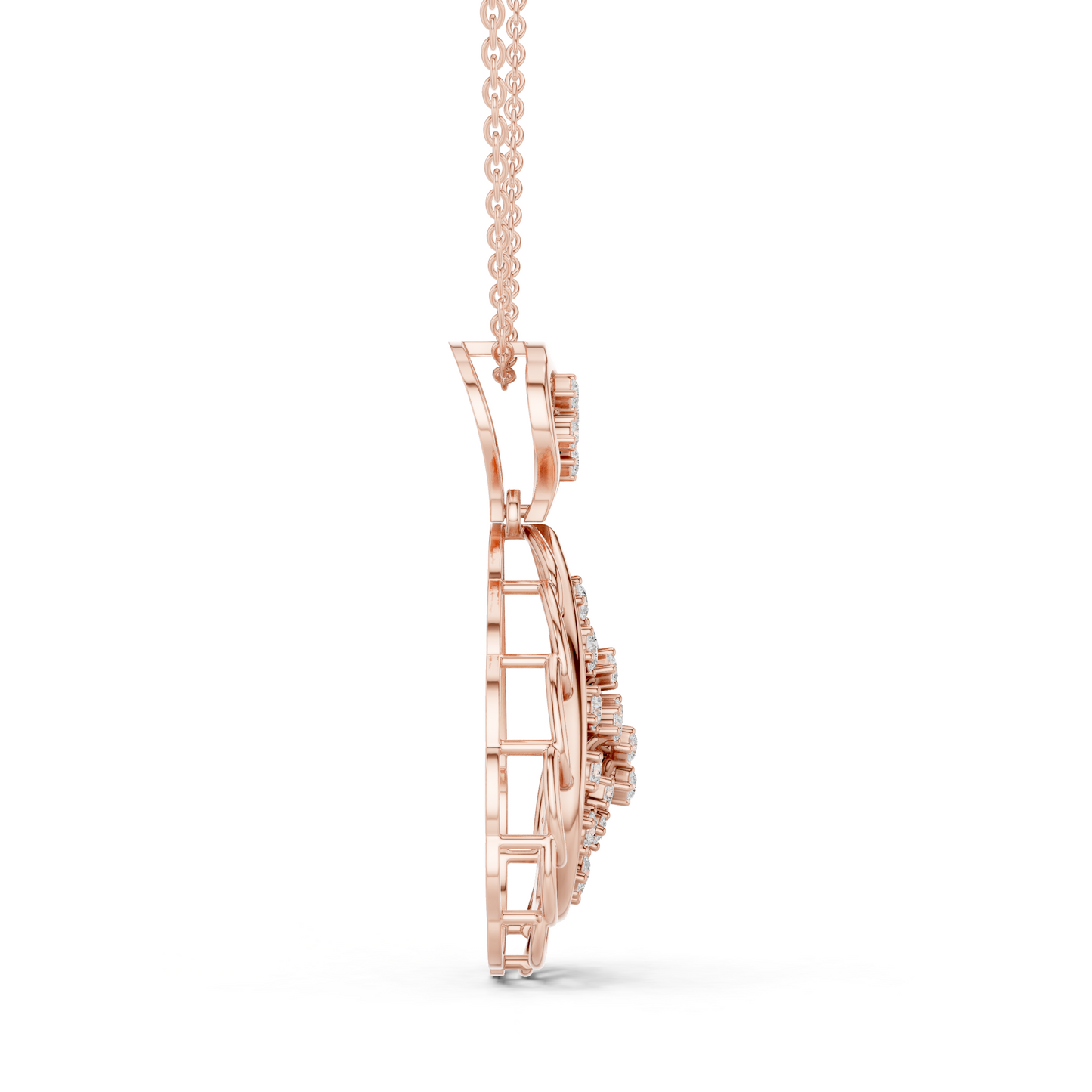 0.64CTW Elegant Diamond Paisley Filigree Pendant in Yellow Gold