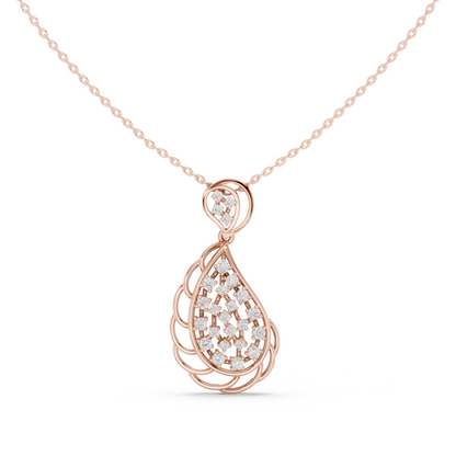 0.64CTW Elegant Diamond Paisley Filigree Pendant in Yellow Gold