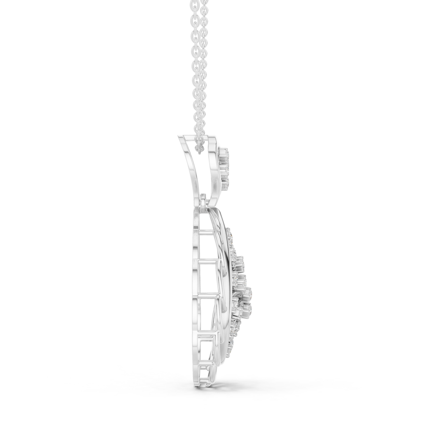 0.64CTW Elegant Diamond Paisley Filigree Pendant in Yellow Gold