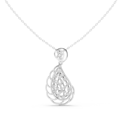 0.64CTW Elegant Diamond Paisley Filigree Pendant in Yellow Gold