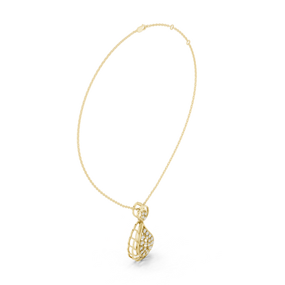 0.64CTW Elegant Diamond Paisley Filigree Pendant in Yellow Gold