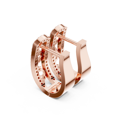 0.39CTW Wide Geometric Open-Work Diamond Hoop Earrings in Yellow Gold