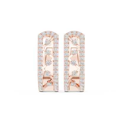 0.39CTW Wide Geometric Open-Work Diamond Hoop Earrings in Yellow Gold