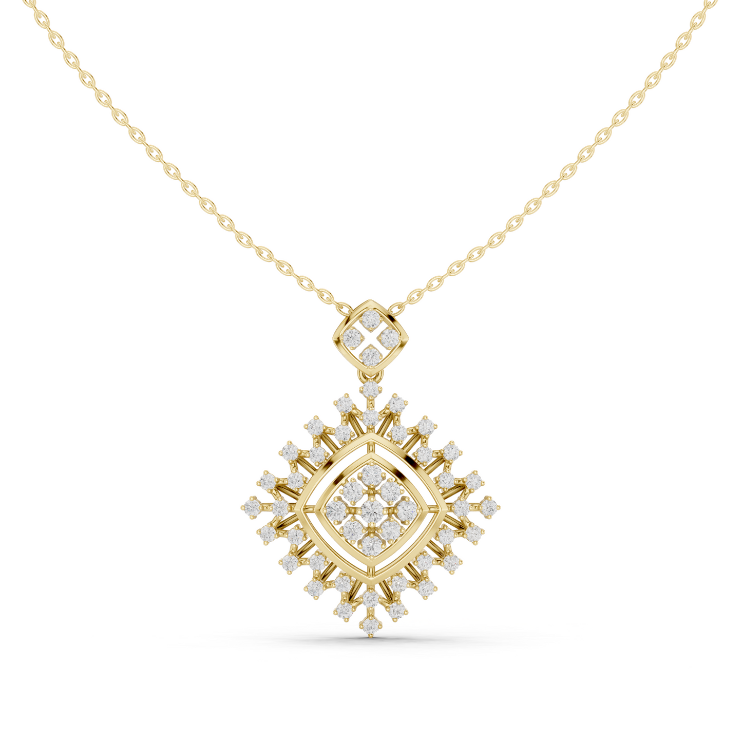 Geometric Diamond Starburst Medallion Yellow Gold- 1.05CTW