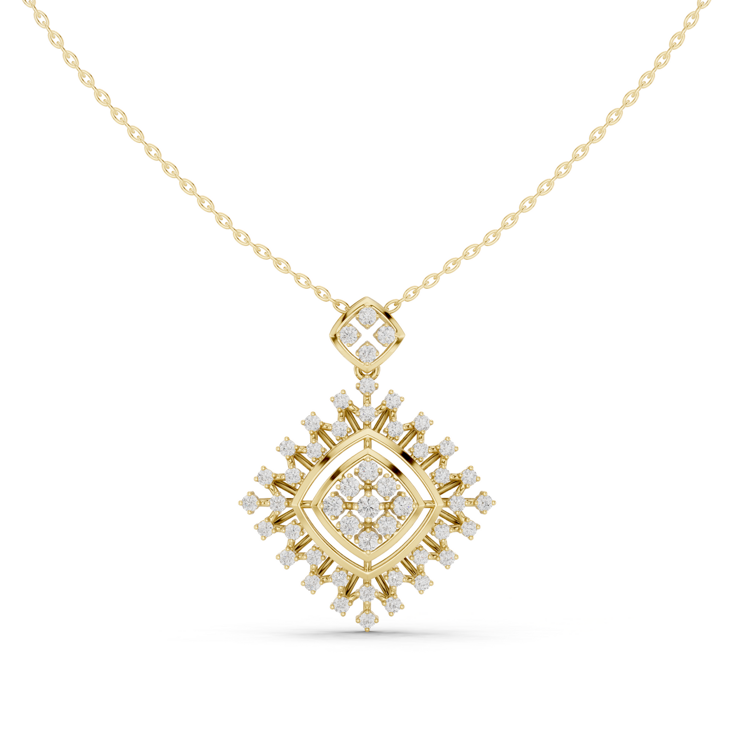 Geometric Diamond Starburst Medallion Yellow Gold- 1.05CTW