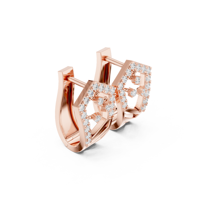 0.50CTW Wide Geometric Pentagon Open-Work Diamond Hoop Earrings in Yellow Gold