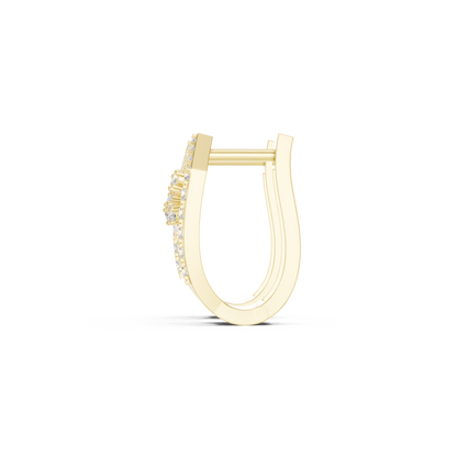0.50CTW Wide Geometric Pentagon Open-Work Diamond Hoop Earrings in Yellow Gold