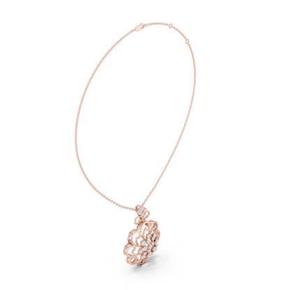 Floral Swirl Diamond Medallion Pendant Yellow Gold- 1.03CTW