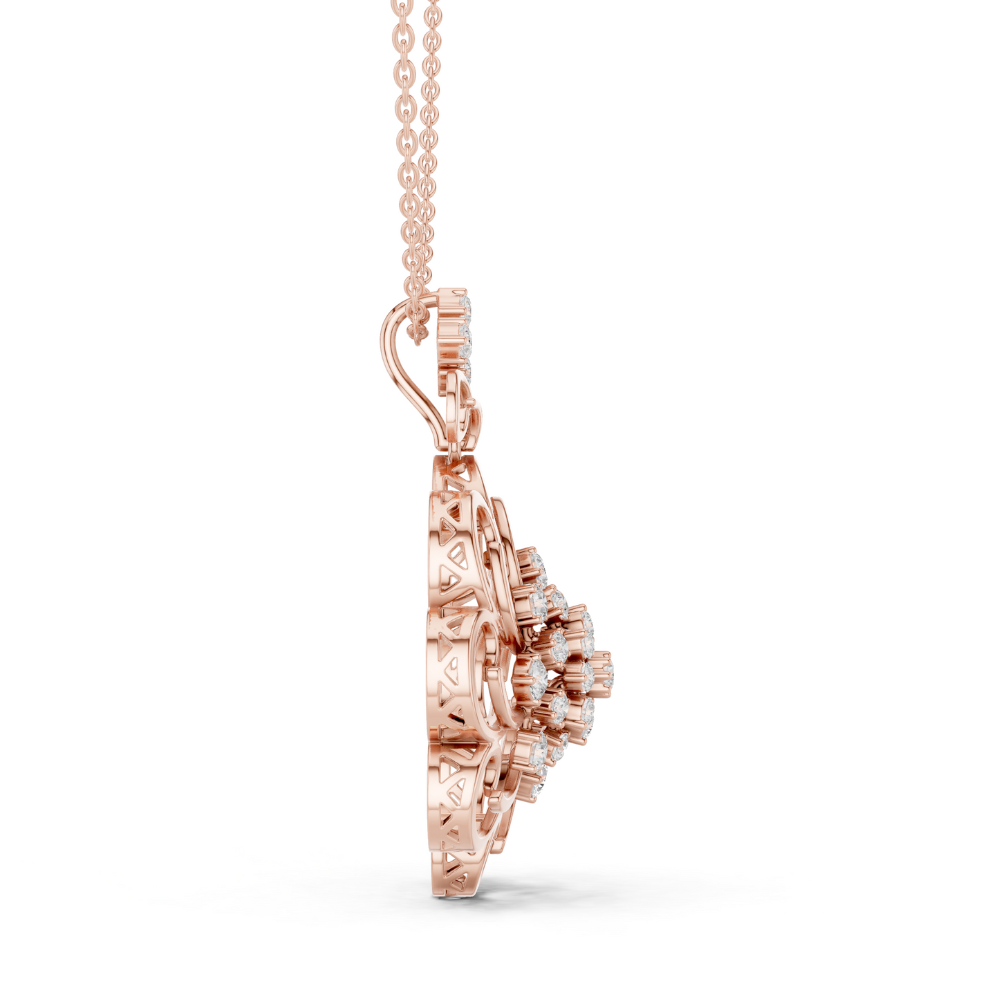 Floral Swirl Diamond Medallion Pendant Yellow Gold- 1.03CTW